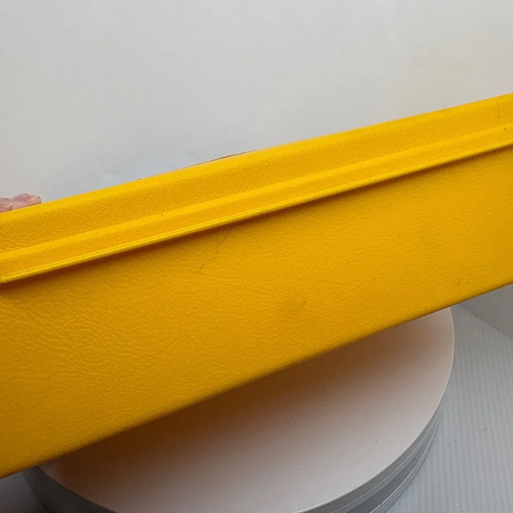 1980s Sterling Plastics Yellow School Utility Box 268 Hot‎ Dog Label 1981 USA